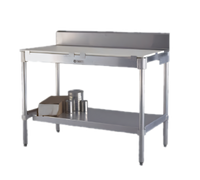 96 Inch x 30 Inch Poly Top Work Table with 6 Inch Backsplash, Open Aluminum Base