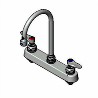 T&S Brass 8-Inch Center Deck-Mount Workboard Mixing Faucet with 5-3/4-Inch Swivel Gooseneck and 0.5 GPM VR Spray Device