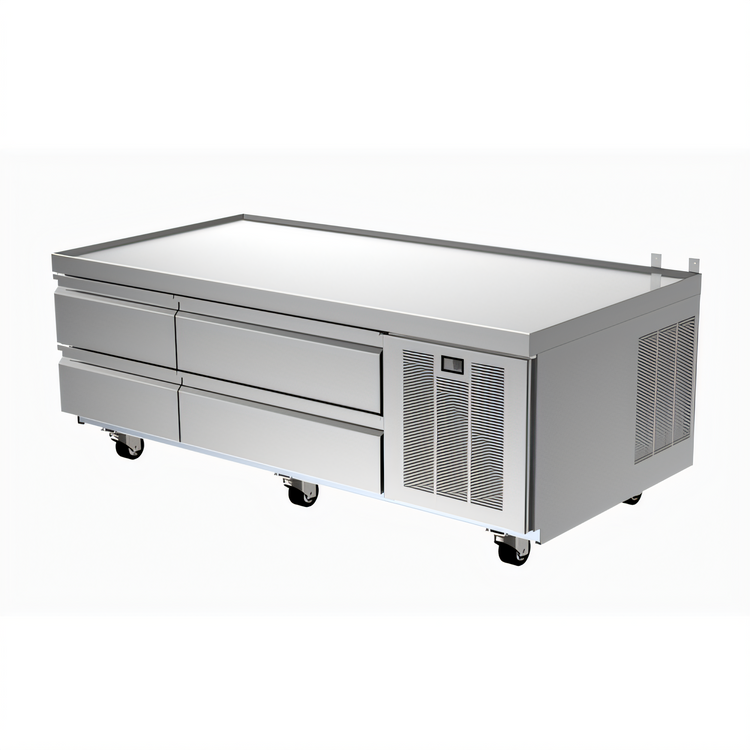 Product image #1 for Delfield Low-Profile 2-Section Refrigerated Equipment Stand, 62-1/4 Inch Wide, 4-Drawer, Side-Mounted Self-Contained R290