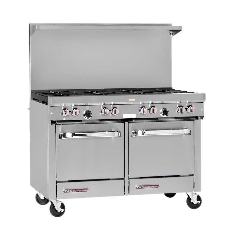 Product image #1 for Southbend S-Series 48-Inch Gas Restaurant Range with 4 Open Burners, 24-Inch Griddle, Convection Oven, and Cabinet Base