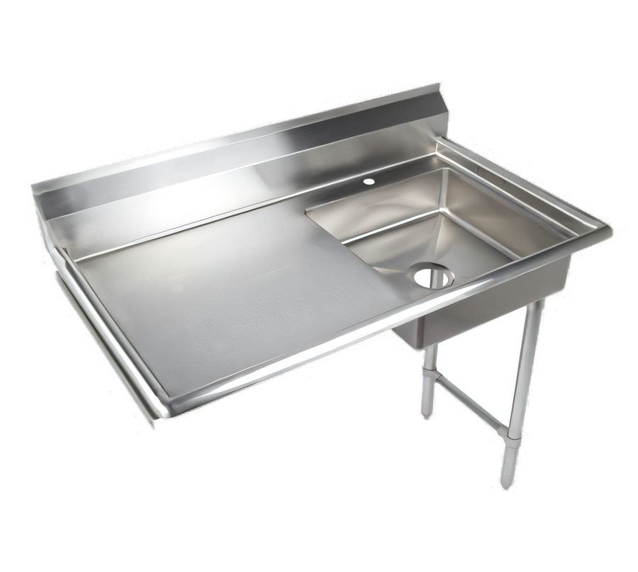 Product image #1 for 48 x 28 Inch Undercounter Stainless Steel Dish Table with Left Drainboard and Right Pre-Rinse Sink