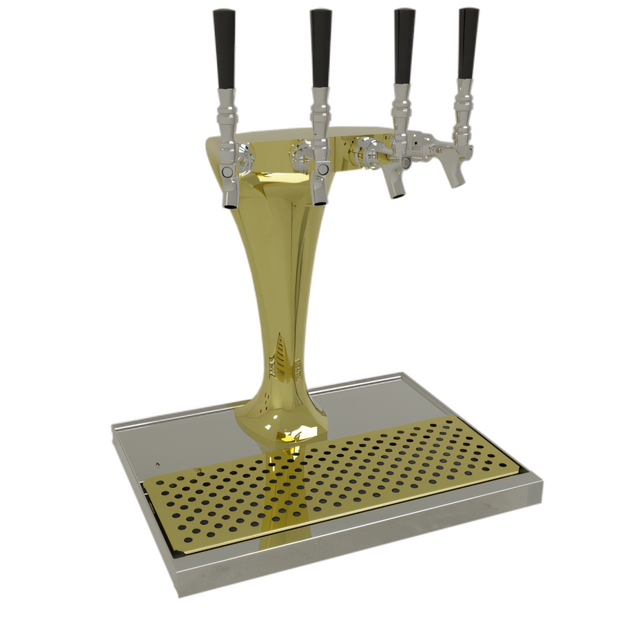 Product image #1 for Glastender Cobra Tower 4-Faucet Air-Cooled Draft Dispensing Tower, Gold Finish, Countertop Mount