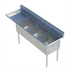 Thumbnail image #1 for Sapphire Manufacturing 3-Compartment Stainless Steel Sink with Left Drainboard and Backsplash, 98-1/2 x 29-1/2 x 44-1/4 Inches