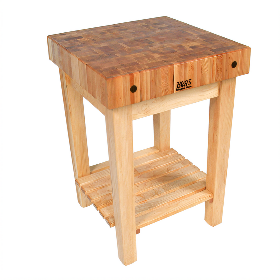 Product image #1 for John Boos Boos Block Gourmet 24" x 24" End Grain Maple Butcher Block Work Table with Undershelf