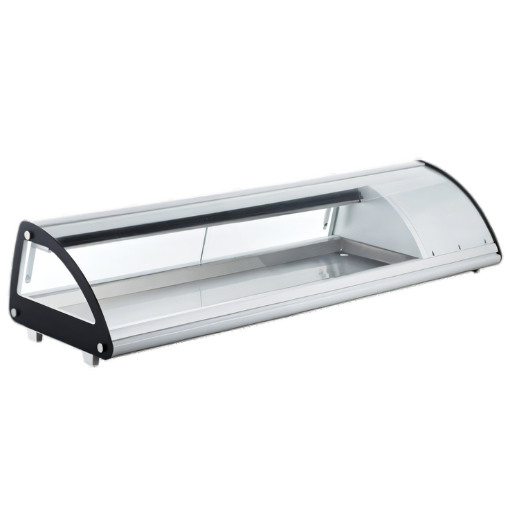 Product image #1 for Countertop Sushi Display Case, 58.4 Inch Wide, 83 L Self-Contained Refrigerated, Curved Front Glass