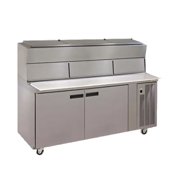 Product image #1 for Delfield LiquiTec 72-Inch Two-Section Refrigerated Pizza Prep Table with Dual Raised Rails and 6-Pan Capacity