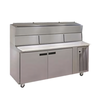 Delfield LiquiTec 72-Inch Two-Section Refrigerated Pizza Prep Table with Dual Raised Rails and 6-Pan Capacity