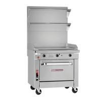 Southbend Platinum 18-Inch Gas Sectional Range with Full-Width Thermostatic Griddle, Cabinet Base, and 1-Inch Plate
