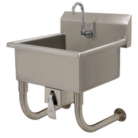 Advance Tabco Wall-Mounted One-Station Stainless Steel Service Sink with Knee Valve and Gooseneck Spout