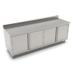 Thumbnail image #1 for John Boos 4CH4R5-24108 Enclosed Stainless Steel Work Table, 108"W x 24"D, 14-Gauge 300-Series Top, 5" Backsplash, Hinged Doors