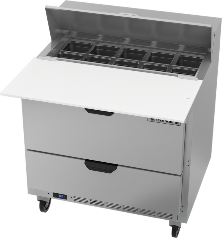 Product image #1 for Beverage Air Sandwich Top Refrigerated Prep Table with 2 Drawers, 36-Inch Wide, 10.01 Cu. Ft.