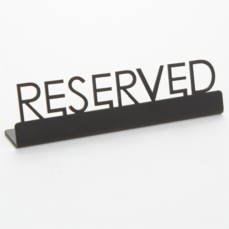 Product image #1 for American Metalcraft Reserved Table Sign, 5 x 3/4 x 1-1/4 Inch, 202 Stainless Steel, Black