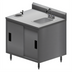 Thumbnail image #1 for BK Resources 36-Inch x 30-Inch Stainless Steel Ice Cream Cabinet Work Table with Sink, Dipper Well, Sliding Doors, and 5-Inch Riser