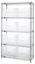 Thumbnail image #1 for Quantum Stationary Chrome-Plated Wire Shelving System with 5 Shelves and 8 Clear Bins, 42 x 18 x 74 Inches