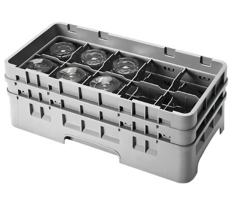 Product image #2 for Camrack Half Size 10-Compartment Glass Rack with 2 Soft Gray Extenders, Navy Blue