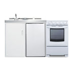 Thumbnail image #1 for Summit Commercial ACK60ELSTW 58.88-Inch All-in-One Kitchenette with 4-Burner Electric Range, Refrigerator-Freezer, Sink and Storage
