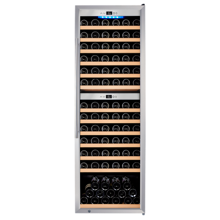 Product image #1 for Omcan Vinovero 126-Bottle Dual Zone Commercial Wine Cooler with Locking Stainless Steel Framed Full Glass Door