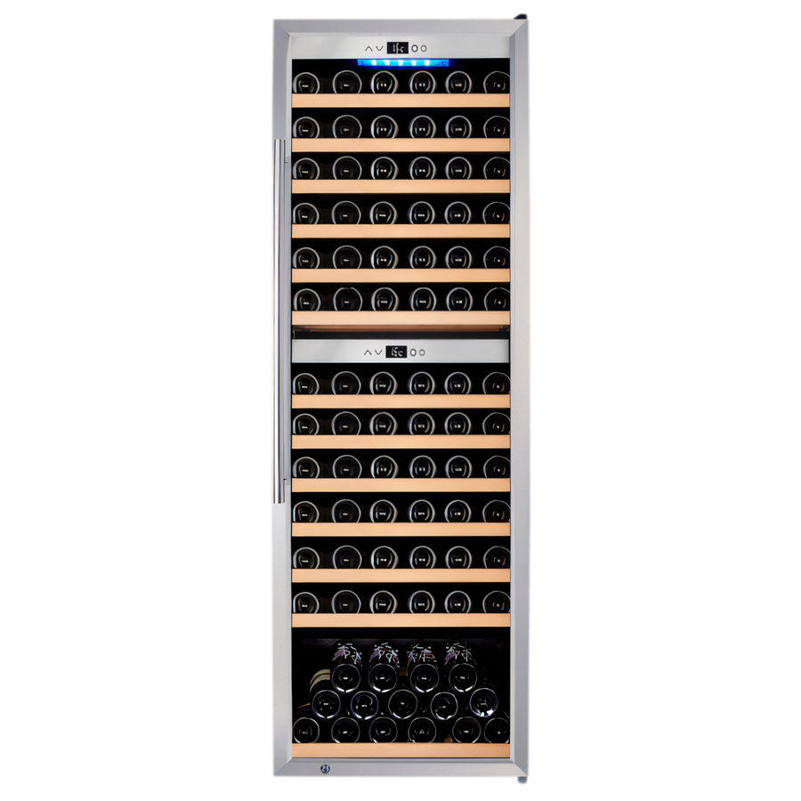 Product image #1 for Omcan Vinovero 126-Bottle Dual Zone Commercial Wine Cooler with Locking Stainless Steel Framed Full Glass Door