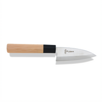 Crestware 5-Inch Deba Japanese Knife with High Carbon German Molybdenum Vanadium Steel Blade and Wood Handle