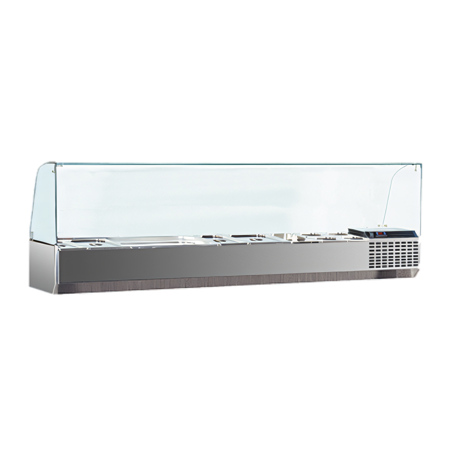 Product image #1 for Marra Forni GAC225 Refrigerated Countertop Condiment Rail with Glass Sneeze Guard, 88-Inch Wide, 10 x 1/3 Pan Capacity