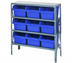Thumbnail image #1 for Quantum Heavy-Duty 4-Shelf Wire Shelving Unit with 9 Bins, 36 x 12 x 39 Inches