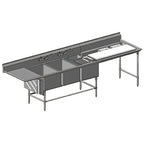 Thumbnail image #1 for Eagle Group Spec-Master FNP2860-3-18L-48TR Three-Compartment Stainless Steel Prep Sink, 28 x 20 x 14 in Compartments, Right Prep Area, Left Drainboard
