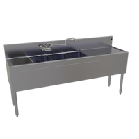 Glastender FSA-72L-S 72-Inch Four-Compartment Stainless Steel Underbar Sink Unit with Right Drainboard