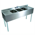 Thumbnail image #1 for BK Resources 60-Inch Three-Compartment Underbar Sink with Dual Drainboards, Backsplash, and Faucet