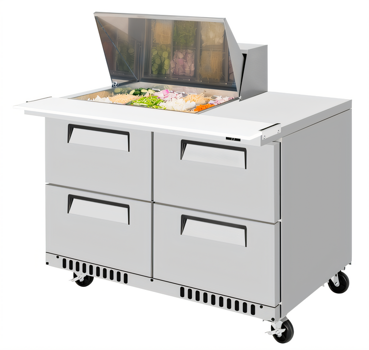 Product image #1 for Turbo Air Super Deluxe 48-1/4-Inch 2-Section Refrigerated Prep Table Workstation with 4 Drawers