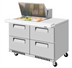 Thumbnail image #1 for Turbo Air Super Deluxe 48-1/4-Inch 2-Section Refrigerated Prep Table Workstation with 4 Drawers