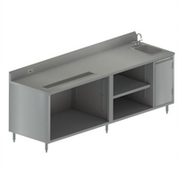 BK Resources Stainless Steel Enclosed Cabinet Base Beverage Table with Right Sink, 96 x 30 Inch