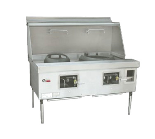 Product image #1 for EcoDeck E-4-SS 4-Chamber Waterless Gas Wok Range with Sink, Work Shelf and Water Wash Bar