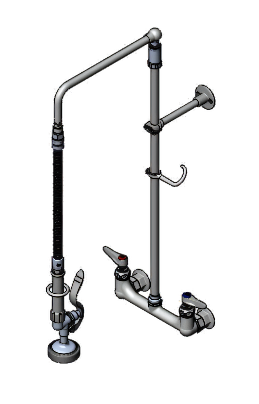 Product image #1 for T&S Brass EasyInstall 8-Inch Adjustable Wall-Mount Pre-Rinse Unit with 26-Inch Riser and 1.15 GPM Spray Valve