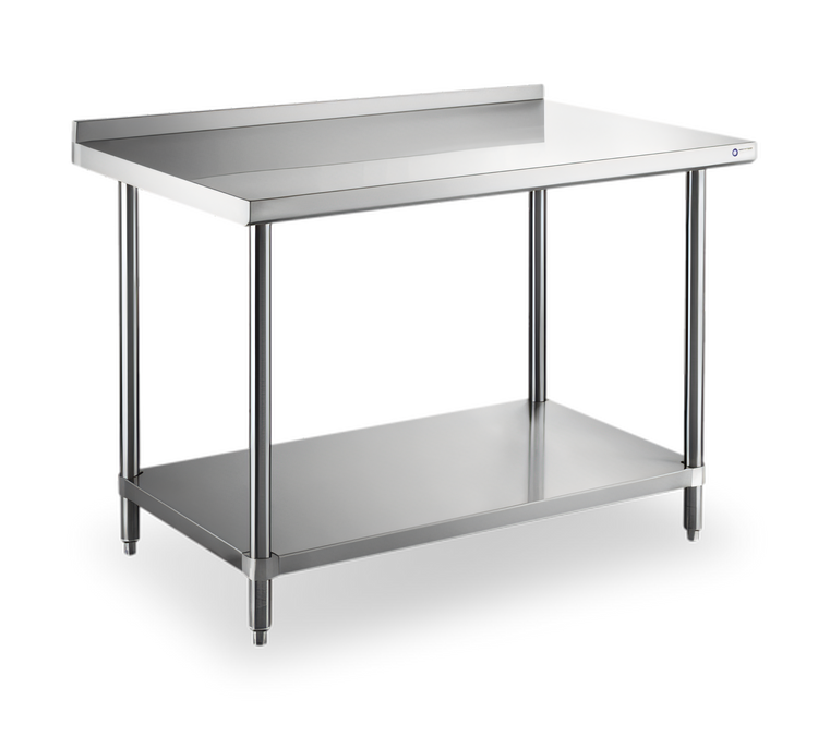 Product image #1 for Steel Works Stainless 30 x 48 x 34 Inch 18-Gauge Stainless Steel Work Table with 2-Inch Rear Upturn and Undershelf