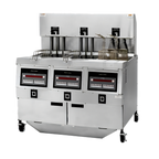 Thumbnail image #1 for Henny Penny OEA323.0 3-Well Electric Auto-Lift Open Fryer with Built-In Filtration, Computer Controls, Stainless Steel