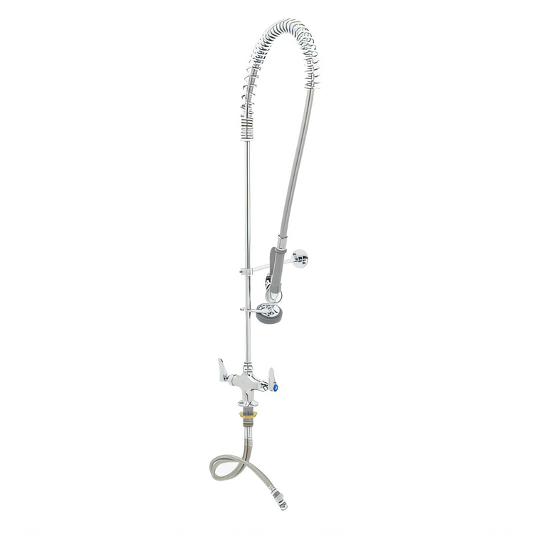 Product image #1 for T&S Brass Deck-Mount Single-Hole Pre-Rinse Mixing Faucet with 24-Inch Riser and 44-Inch Hose
