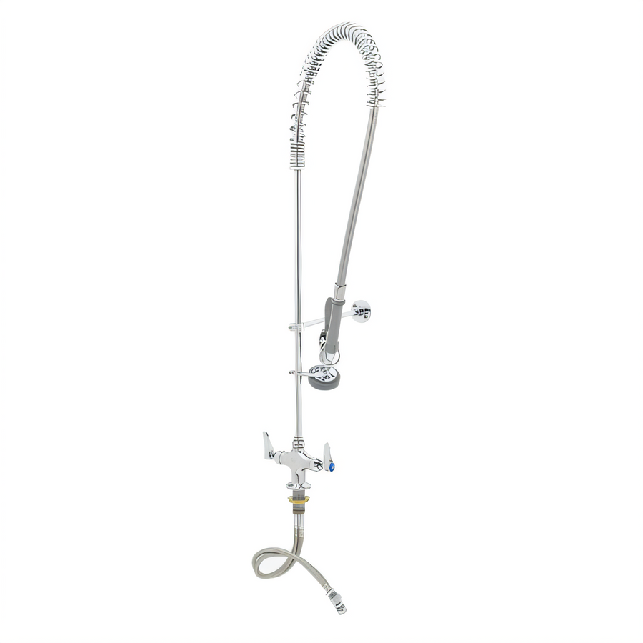 Product image #1 for T&S Brass Deck-Mount Single-Hole Pre-Rinse Mixing Faucet with 24-Inch Riser and 44-Inch Hose