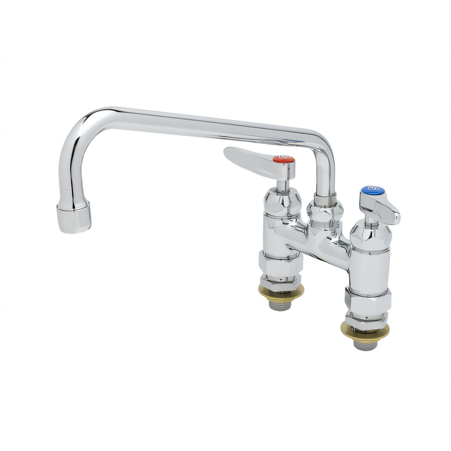 Product image #1 for T&S Brass Double Pantry Deck-Mount Mixing Faucet with 12-Inch Swivel Spout