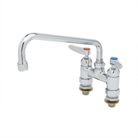 T&S Brass Double Pantry Deck-Mount Mixing Faucet with 12-Inch Swivel Spout