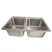 BK Resources Deep Drawn 2-Compartment Drop-In Sink with Lead-Free Faucet and 2 Drains