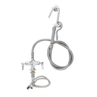 T&S Brass B-0300-102A Deck-Mounted Double Pantry Base Faucet with 68-Inch Hose and Hook Nozzle