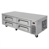 Turbo Air Super Deluxe 72-Inch 4-Drawer Chef Base Refrigerator, Side-Mounted Self-Contained, Stainless Steel, 115V