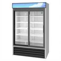 Hoshizaki Two-Section Sliding Glass Door Merchandiser Refrigerator, 38.26 Cu. Ft., Bottom-Mount Self-Contained, Silver