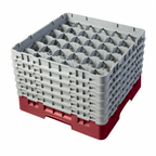 Thumbnail image #2 for Cambro Camrack® 36S1114416 Full-Size 36-Compartment Glass Rack with 6 Gray Extenders, Cranberry, 2-7/8" Dia., 11-3/4" Height Case of 2