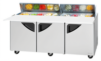 Turbo Air Super Deluxe Three-Section Refrigerated Sandwich/Salad Prep Table with 18-Pan Opening