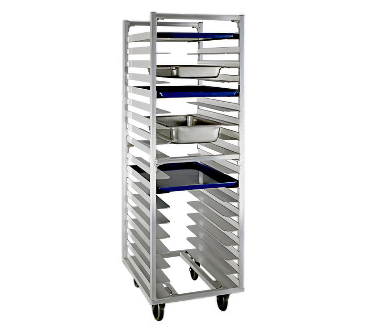 Product image #1 for Universal 64-Inch High Wide-Angle Roll-In Refrigerator/Proofer Rack for 18 Full-Size Pans, Open Frame Aluminum
