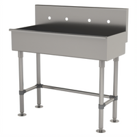Advance Tabco 40-Inch Freestanding Multiwash Hand Sink with 16-Gauge 304 Stainless Steel and 2 Faucet Hole Sets