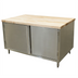 Thumbnail image #1 for Hard Maple Top Chef Table with Stainless Steel Cabinet Base and Hinged Doors, 48 x 36 x 34-3/4 Inches