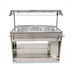 Thumbnail image #1 for Omcan USA 48-Inch Mobile Stainless Steel Sealed Well Hot Food Serving Counter / Steam Table with Double-Sided Sneeze Guard