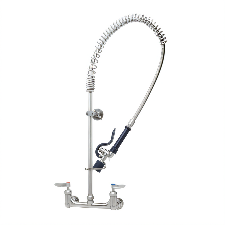Product image #1 for EverSteel 8-Inch Wall Mount Pre-Rinse Mixing Faucet with 18-Inch Riser and 44-Inch Hose